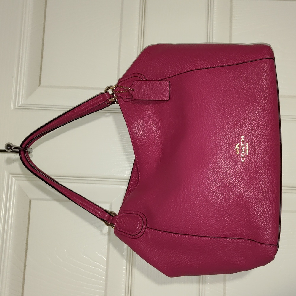Coach Eddie 35983 Shoulder Bag Raspberry Pink Pebbled Leather